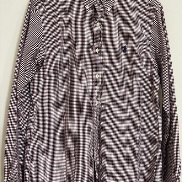 Ralph Lauren Blue Label Shirt Mens Medium Slim Fit Gingham Pony Long Sleeve - Picture 2 of 8